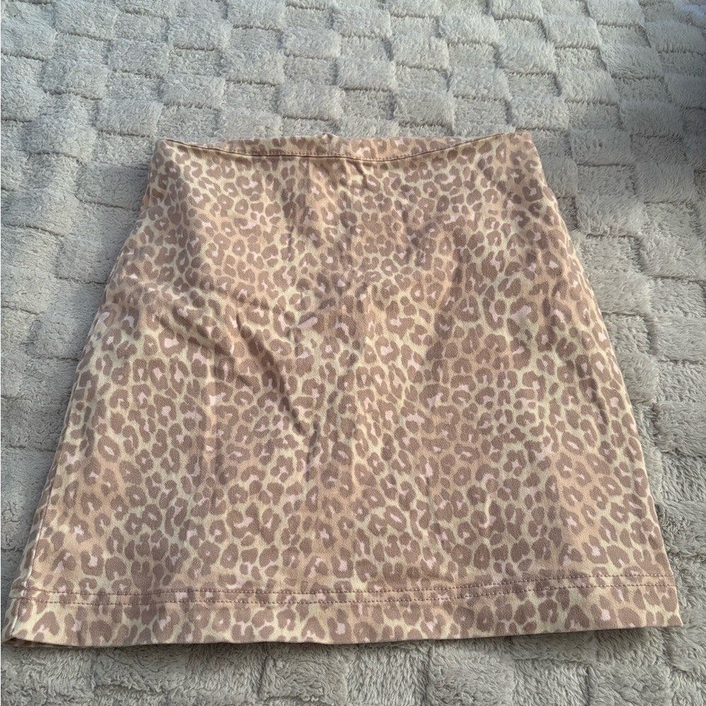 Brandy Melville Beige Leopard A-Line Skirt